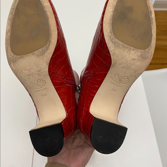 AERON RED HOT EMBOSSED CROCO BOOTIES by Joan Oloff Size 8 - Picture 10 of 11